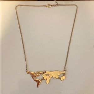 Gold World Map Necklace